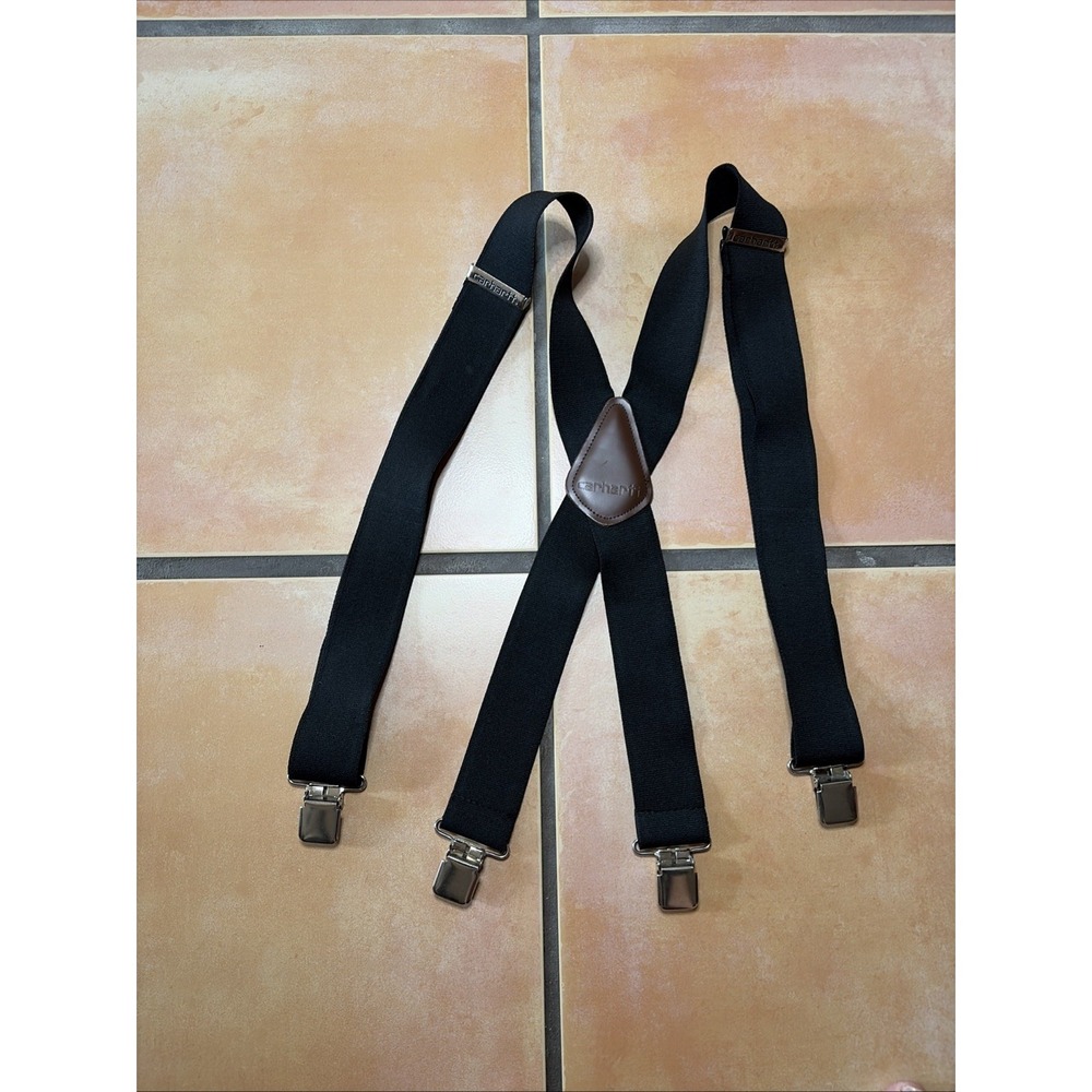 CARHARTT Mens Adjustable Black Suspenders 52" w/ Metal Clips 2 inch Heavy Duty